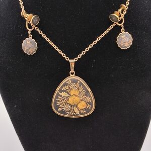 Vintage Spanish Damascene Jewelry Set: Toledo Gold & Black Floral Motif